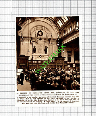 Stock Exchange War Memorial Unveiling John Braithwaite -  1950 Small Cutting