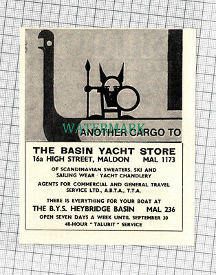 C1003) The Basin Yacht Store Maldon Advert - 1966 Cutting