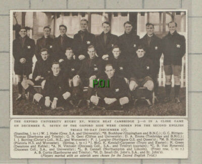 C1069) Oxford University Rugby XV Hefer Boobbyer Emms Botting Vintcent - 1949