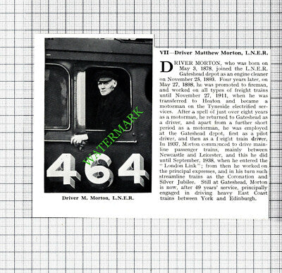 Train Driver Matthew Morton  Gateshead LNER Railway  - 1940s Cutting