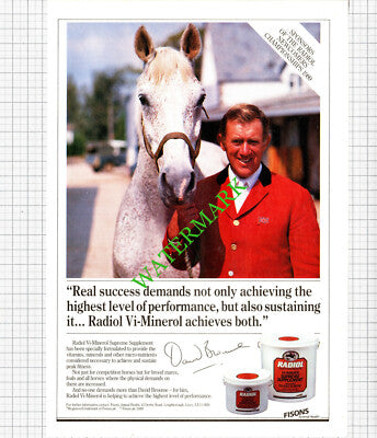 David Broome Horse Show Jumper Radiol Advert  - 1989 Cutting