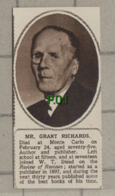 C1184) Mr Grant Richards Author & Publisher Obituary - 1948 SMALL!