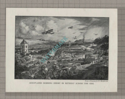 C3758) Aeroplanes Bombing Enemy Across The Oise WW1 - c.1920s Book Print