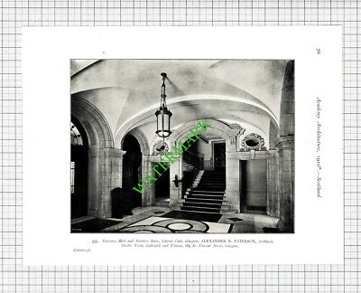 Liberal Club Glasgow Alexander N Paterson Architect  - 1910 Book Prints