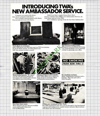 TWA Airline Advert - 1971 2-Part Print /  Cutting