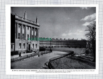 X1950) Royal Crescent Bath Somerset / Trinity College Oxford - 1960s Book Print