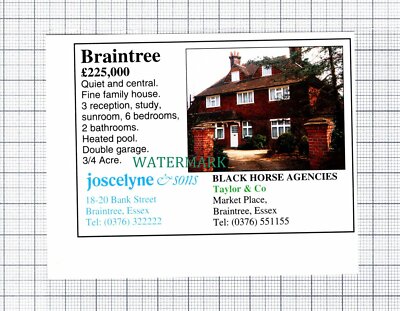 C5948) Braintree Essex House Sale Advert - 1994 Small Cutting