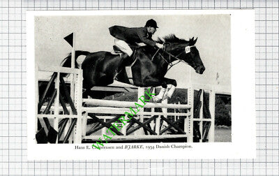 Hans E Christensen Denmark Horse Jumping BJARKE- 1950s Small Cutting