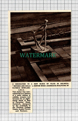 C2894) Farquhar Rd Dulwich Flats Sculpture Patricia Rowland - 1961 Clip SMALL!!