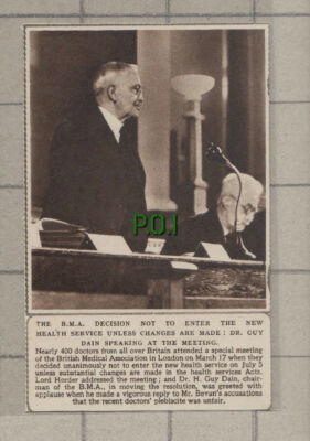 C995) Dr Guy Dain British Medical Assoc Health Services -1948 Cutting