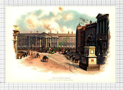 9822) College Green Dublin  - c.1900 Print