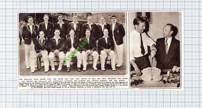 England Cricket Team Len Hutton Lindsay Hassett Edrich Bedser - 1953 Cutting