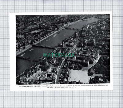 X1961) Whitehall London  Aerial View / St Paul's Cathedral  -  1960s Book Print