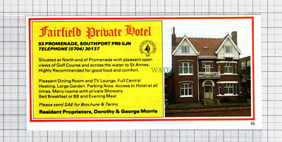 C7646) Sandsend Hotel Southport Malcolm Elliott / Fairfield Morris - 1986 Advert