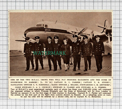 C3107) BOAC Crew Royal Flight Stoney Arpthorp Cocklin Parker Forbes - 1952 Clip
