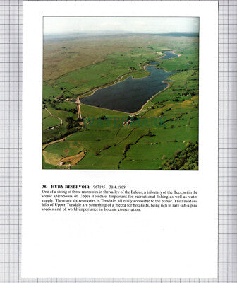 (8647) Hury Reservoir / Barnard Castle Aerial View - 1980s Cutting / Print
