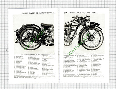 Parts Of A Norton Motorcycle  - c.1950 2-Part  Cutting / Print