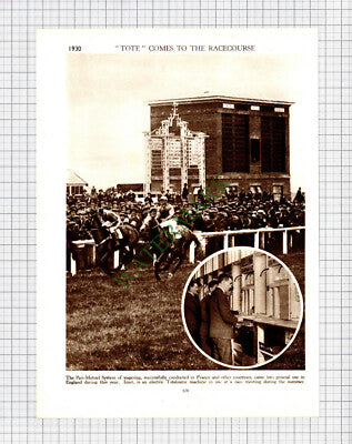 9251) Pari-Mutuel System Horse Racing Totalisator Tote Betting- 1930s Cutting