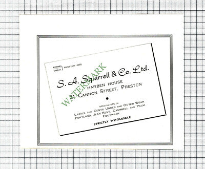 C7885) S A Squirrell & Co Ltd Preston Advert - 1952 Cutting
