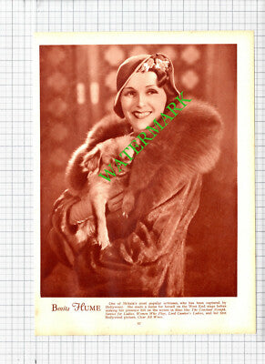 Jean Harlow Actress / Benita Hume   - 1930s Illustration  / Print