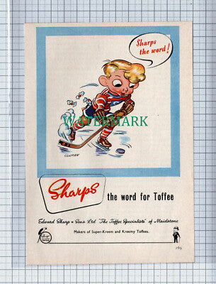 C4288) Sharps Toffee ( Ice Hockey ) SMALL Magazine Advert 1953