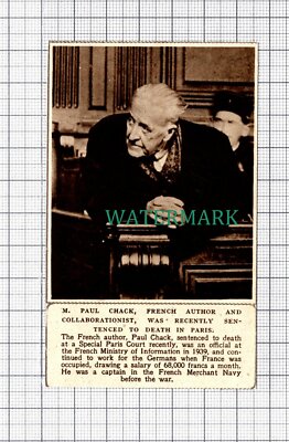 C5740) M Paul Chack French Author - 1945 Cutting