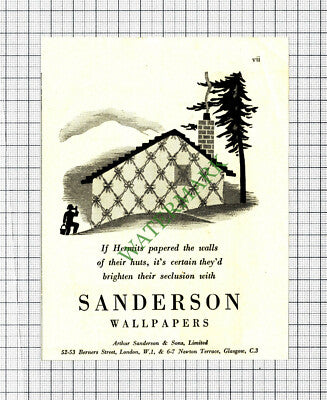 Sanderson Wallpapers Small Advert - 1949 Cutting