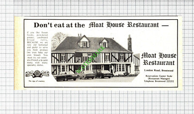 Moat House Restaurant  Brentwood Essex Gunter Stohr Advert  - 1974 Cutting
