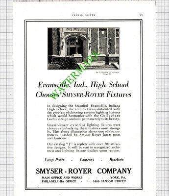 Evansville School Indiana Smyser Royer /  Monroe Bank Rochester New York - 1926