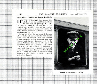 Train Driver Thomas Williams Crewe  LMSR Railway  - 1940s Cutting