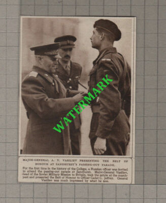C4442) Sandhurst Parade Officer Cadet C Jeffrey Maj A V Vasiliev - 1945 Clip
