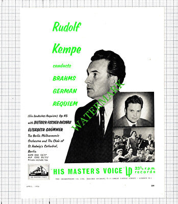 Rudolf Kempe HMV Advert - 1956 Cutting