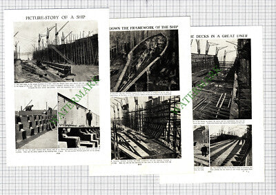 Ship Building AQUITANIA LEVIATHAN QUEEN MARY NORMANDIE - c.1950s Article
