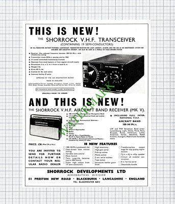 The Shorrock VHF Transceiver Blackburn Lancashire ADVERT   - 1963 CUTTING