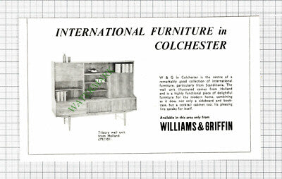 Williams & Griffin  W&G Colchester Essex Advert - 1964 Cutting