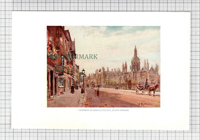 C7668) King's College King's Parade Cambridge - 1916 Print