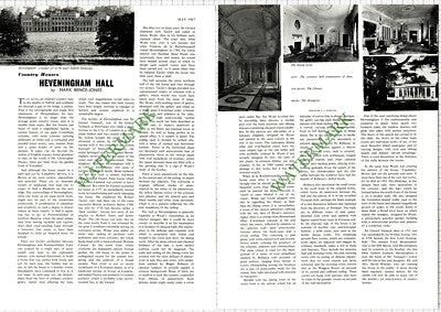 9726) Heveningham Hall Suffolk  - 1967 Article