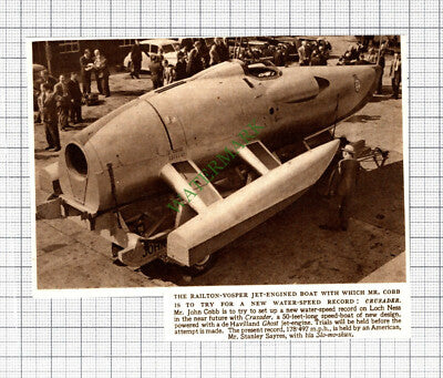 C8087) John Cobb CRUSADER Boat Loch Ness  - 1952 Small Cutting
