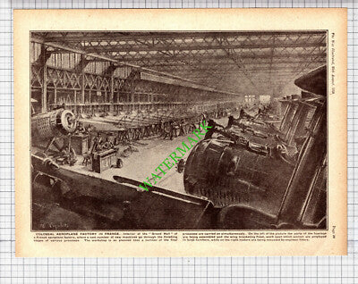 Aeroplane Factory France  World War One - 1918 Cutting / Print