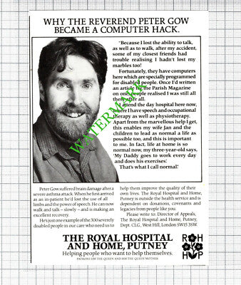 Reverend Peter Gow The Royal Hospital Putney Advert - 1988 Cutting