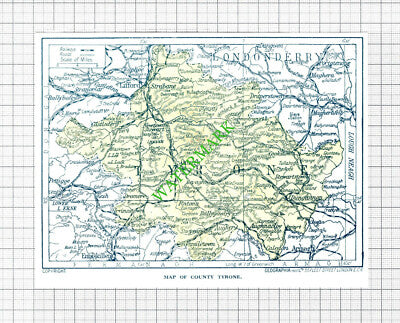 Map of County Tyrone Ireland  - 1920's SMALL Cutting