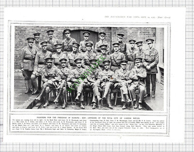 3/6th City Of London Rifles Upcott Glayzer Wardhaugh WW1 - 1915 Cutting / Print