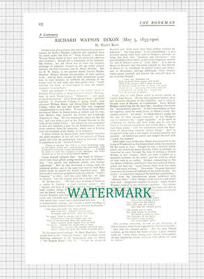 X1072) Richard Watson Dixon  - 1933 Article