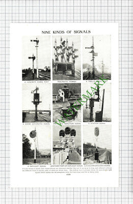 Train Railway Signals - c.1950s Double-Sided Book Print / Cutting