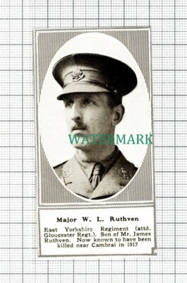 C5884) Major W L Ruthven East Yorkshire Regt James - 1919 Cutting SMALL!