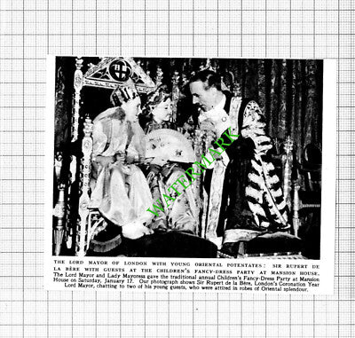 Sir Rupert De La Bere Lord Mayor Of London Mansion House  - 1953 Cutting
