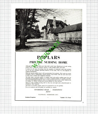 The Poplars Nursing Home Poplar Road Maidstone Kent - 1965 Advert