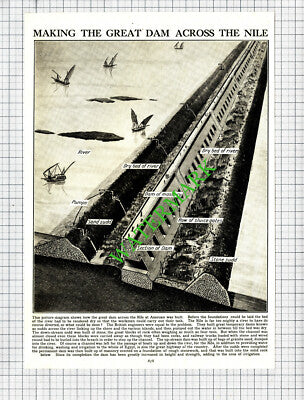 Great Dam Nile Assouan   - c.1930s Cutting