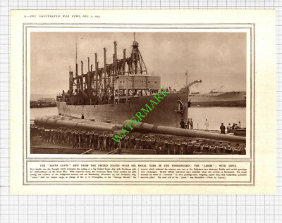 US Ship JASON Devonport J C O'Laughlin Chicago Herald WW1  - 1914 Cutting/ Print