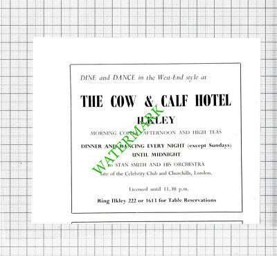 Heatherlands Hotel Ilkley Yorkshire Cow & Calf Hotel Small Advert - 1962 Cutting